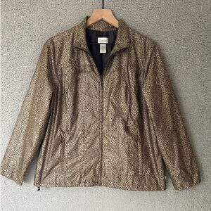 CHICO'S ZENERGY Leopard Windbreaker Jacket Womens L 2 Animal Print Lightweight